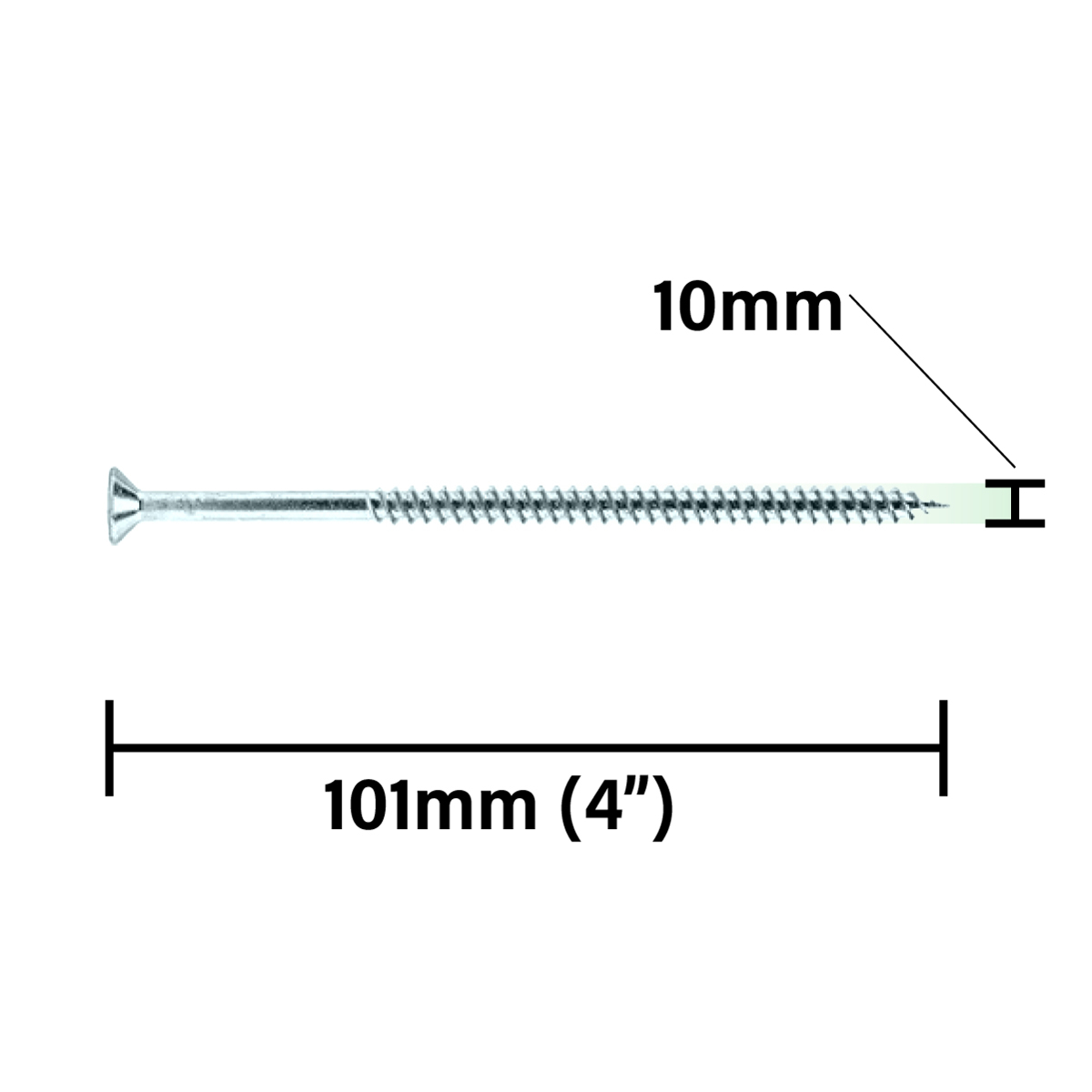 Rikä TWSR037 Woodscrew Twin-Thread CSK BZP 10 x 4in 100pk